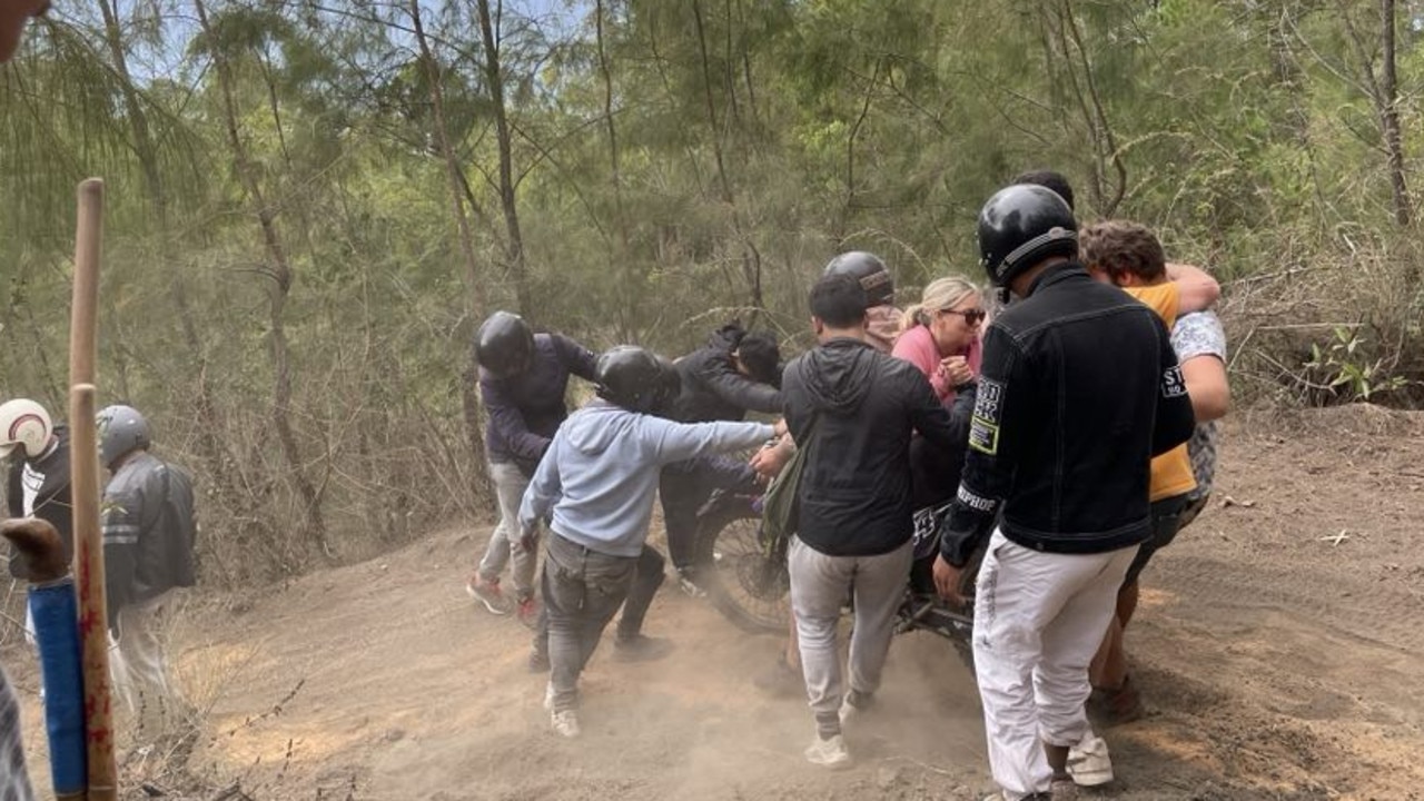 The only way down was to be rolled on the back of a motorcycle, which took two hours.