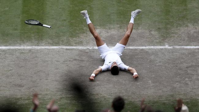 Novak Djokovic after his record-equalling 20th Grand Slam victory. Picture: Peter Nicholls/Getty Images.