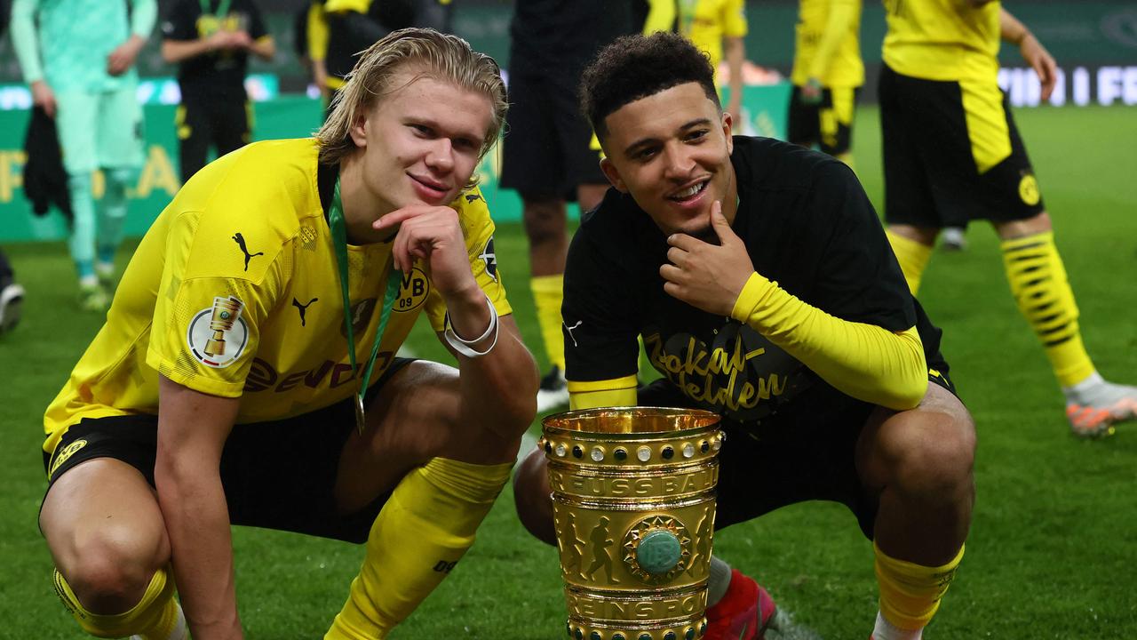 Jadon Sancho is set to leave Borussia Dortmund this season. (DFB Pokal) final football match RB Leipzig v BVB Borussia Dortmund, in Berlin on May 13, 2021. (Photo by Martin Rose / POOL / AFP)