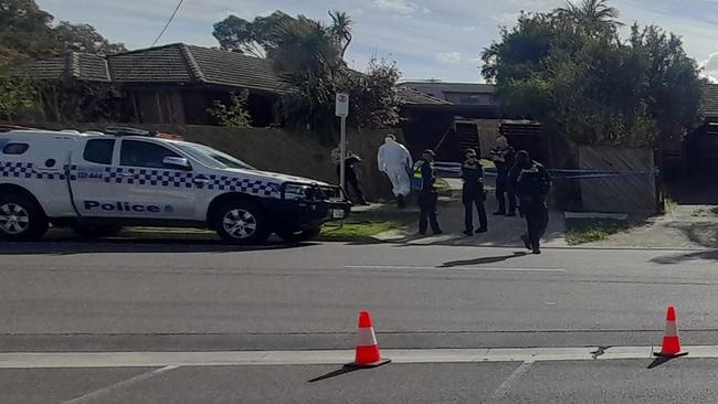 Police outside the Bundoora property where Efstratios was found dead.