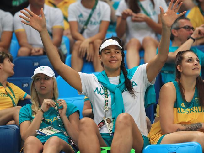 Australia's Liz Cambage in the crowd during the Boomers v. Lithuania game. Picture: Alex Coppel