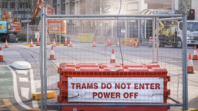 Roadworks on King William Street in 2019. Photo: AAP/MIKE BURTON