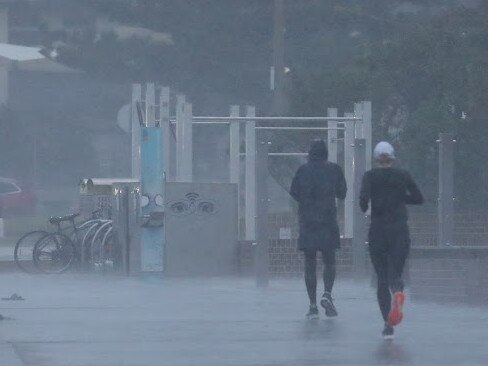 The wild weather didn't stop people from exercising at Bondi.