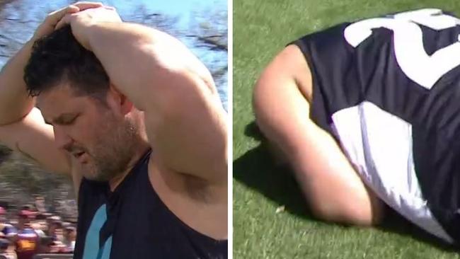 Fev was heartbroken after just missing out on winning the Fox Footy Longest Kick. Photo: Fox Sports.