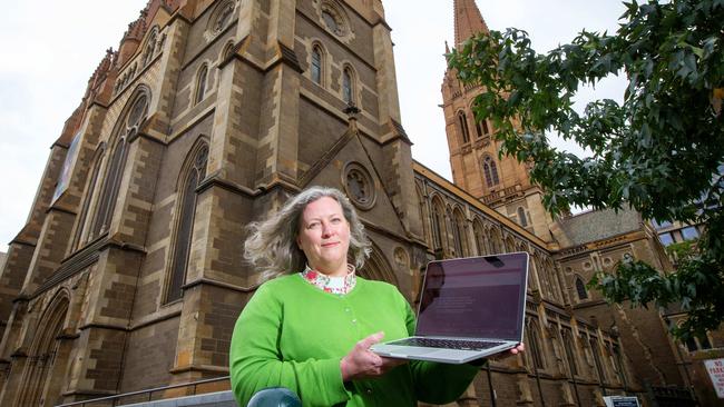 Dean of St Paul's Cathedral, Heather Patacca, prepares to take services online. Picture: Mark Stewart