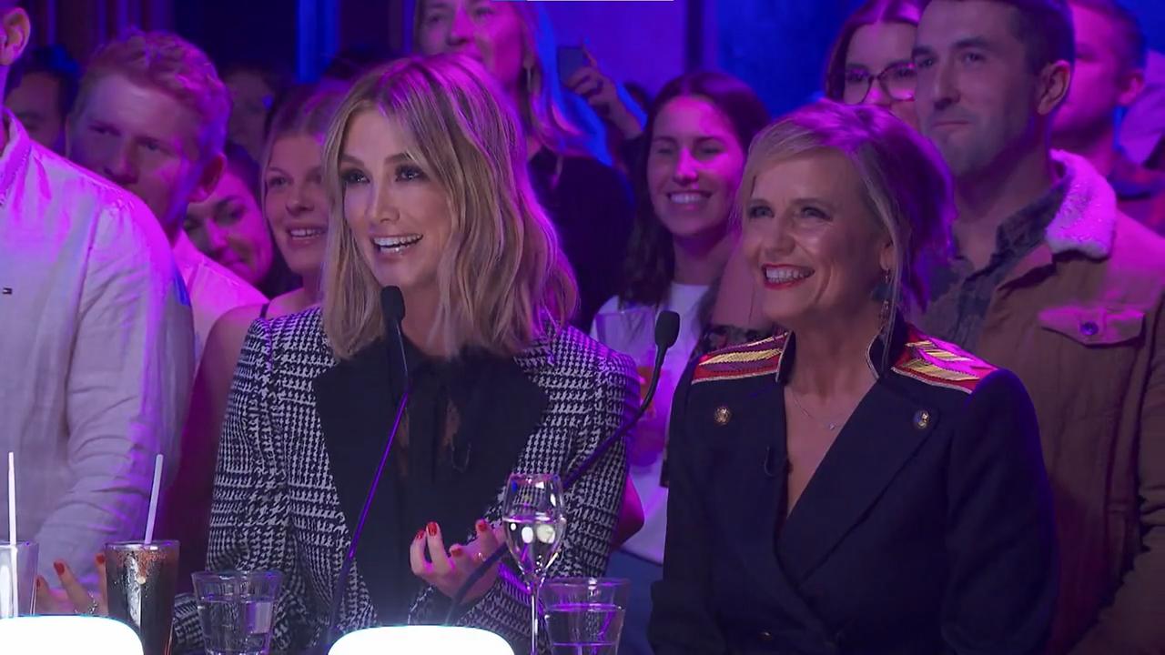 Guest judge Delta Goodrem gets more than she bargained for when Ronnie performs. Picture: Supplied, Channel 9