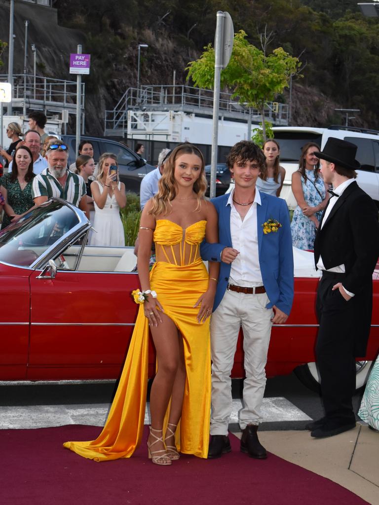 Pebbles Harvey and Tate Butler at the Proserpine State High School formal at Shute Harbour Marine Terminal on November 15, 2023. Photo: Zoe Devenport