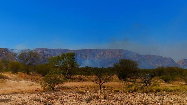 A bushfire is burning west of Alice Springs between Larapinta Dr and Tanami Rd. The fire began January 28, and as of February 1, 2025, was still burning at an advice level. The fire from Hamilton Downs Youth Camp. Picture: Alice Springs Volunteer Bushfire Brigade