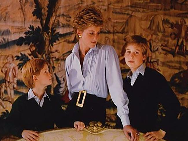 Princess Diana with her sons Harry and William in 1993. Picture: Supplied.