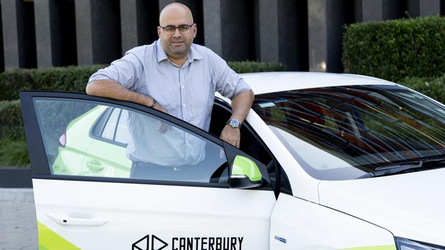 Canterbury Bankstown Mayor Khal Asfour with the new Hyundai IONIQ electric car used by the council.