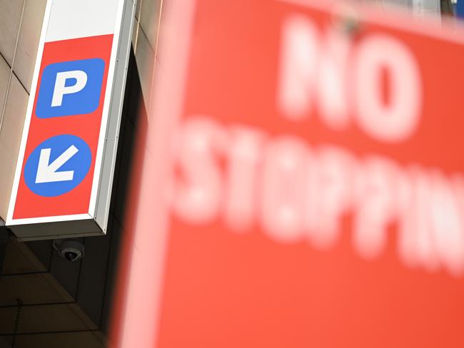 SYDNEY, AUSTRALIA - NewsWire Photos May 17, 2021: A carpark entry sign in Sydney CBD.Picture: NCA NewsWire / James Gourley