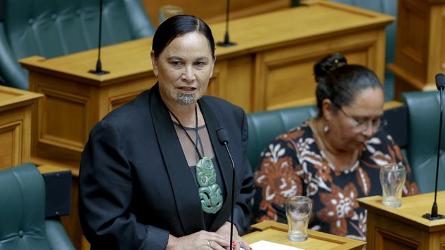 Debbie Ngarewa-Packer, co-leader of the radical Maori Party, speaks in parliament. Picture: Getty Images.