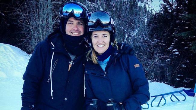 Employment Minister Shannon Fentiman skiing at Whistler with her partner.