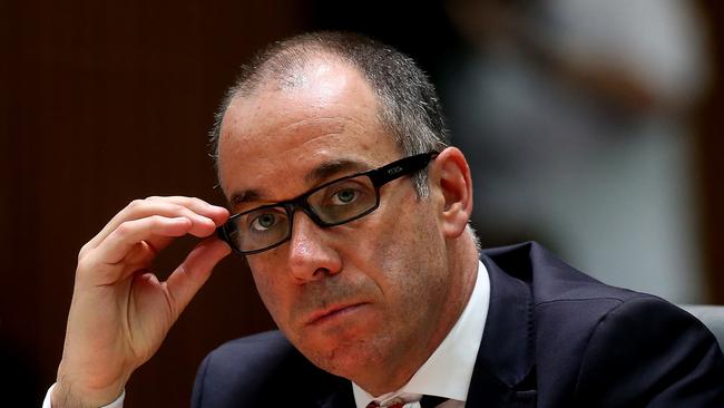 Andrew Thorburn, Group Chief Executive Officer of NAB appearing at a House of Representatives Standing Committee on Economics at Parliament House in Canberra. Picture Kym Smith