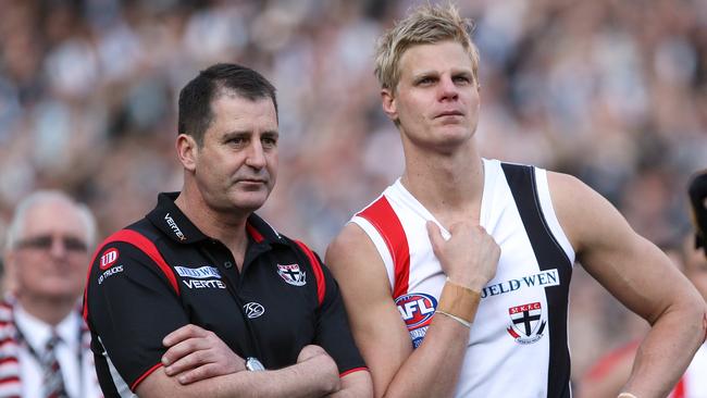 Ross Lyon and Nick Riewoldt lament a missed opportunity after the 2010 Grand Final replay.