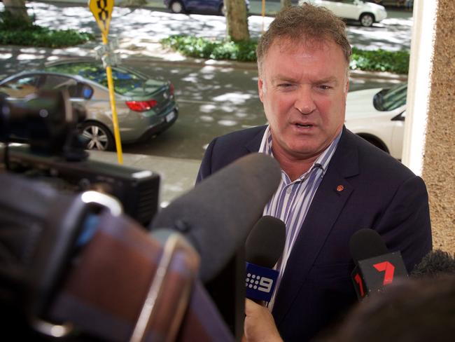 Senator Rod Culleton talks to the media after leaving the Federal Court in Perth. Picture: AAP