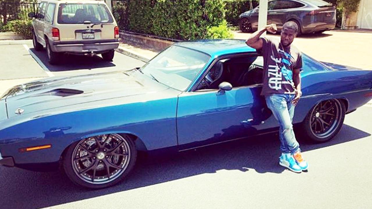 Instagram image of Kevin Hart with his car that was involved in an accident near his home.