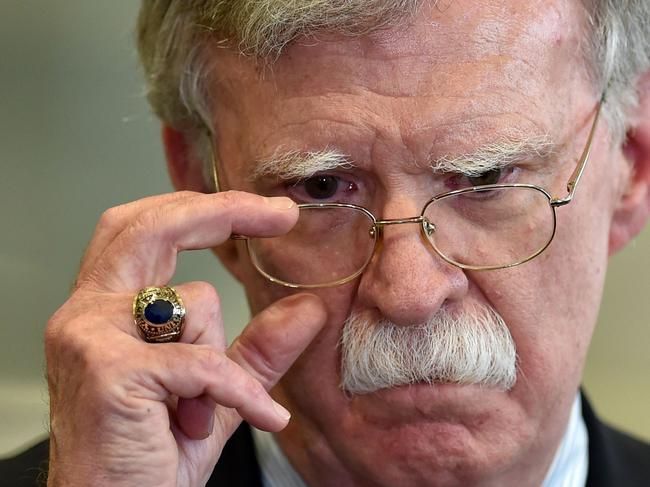 (FILES) In this file photo taken on August 29, 2019 US National Security Advisor John Bolton answers journalists questions after his meeting with Belarus President in Minsk. - John Bolton has long been known as the bomb-thrower of US diplomacy, but the former White House national security advisor now threatens to blow a hole in President Donald Trump's impeachment defense. Fired last September, Bolton's coming tell-all book about his 17 months in the Trump administration could contain the strongest evidence yet for charges that the president illicitly held up military aid to Ukraine to help his own reelection campaign. (Photo by Sergei GAPON / AFP)