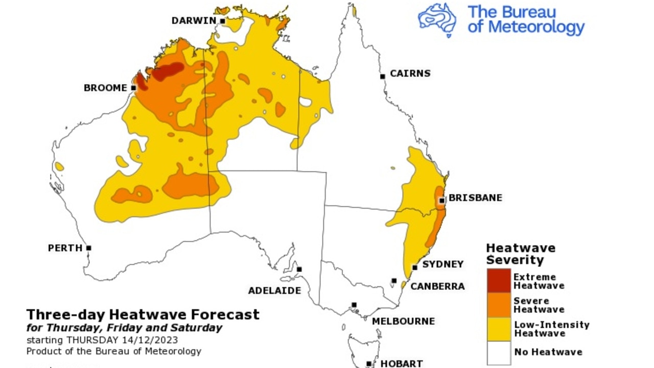 Heatwave warnings continue across much of the country into the weekend and next week. Picture: Bureau of Meteorology