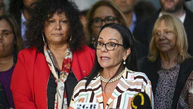 Linda Burney addresses the media after the Constitution Alteration Bill was introduced to the federal parliament.