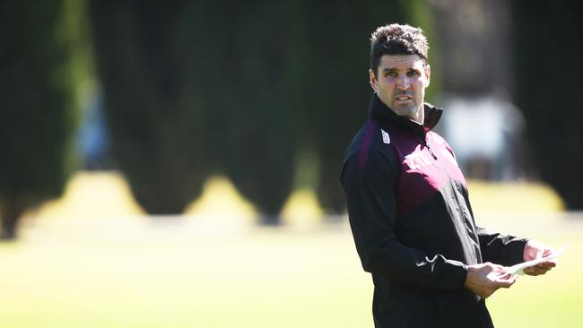 Coach Trent Barrett during Manly training. Picture. Phil Hillyard