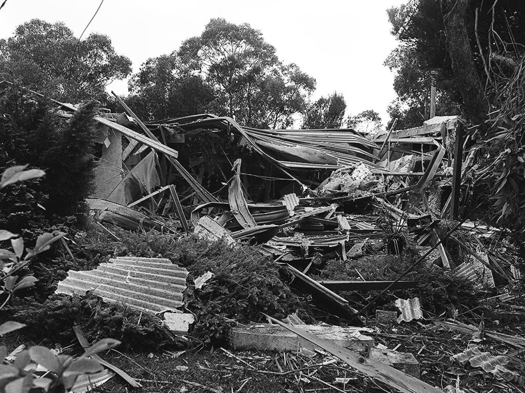 The scene after a bombing at the home of Justice Richard Gee in 1984. No one was hurt in this attack.