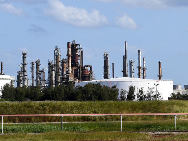 The Caltex fuel refinery in Brisbane, Monday, April 6, 2020. Caltex Australia will bring forward and extend the shutdown of its Lytton refinery as the coronavirus pandemic puts pressure on demand. (AAP Image/Dan Peled) NO ARCHIVING