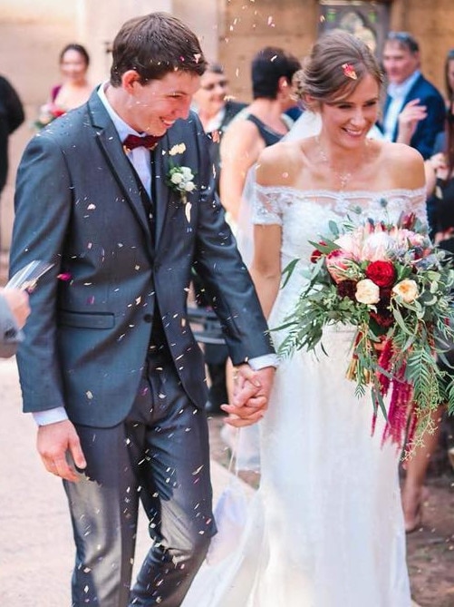 Samuel McPaul with wife Megan on their wedding day. Picture: Facebook