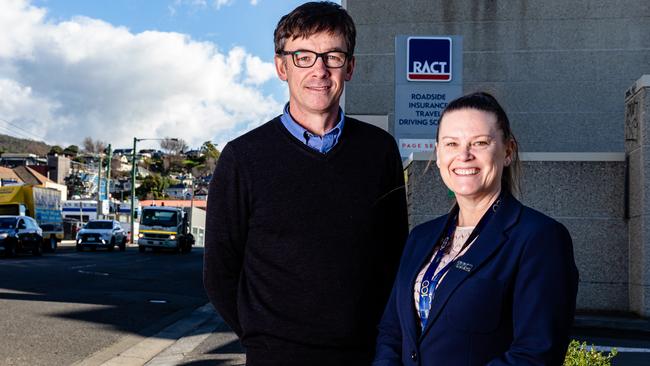 Director of Tasmanian Policy Exchange at UTAS, Professor Richard Eccleston and Chief Experience Officer at RACT, Karla Wasinski. Picture: Linda Higginson