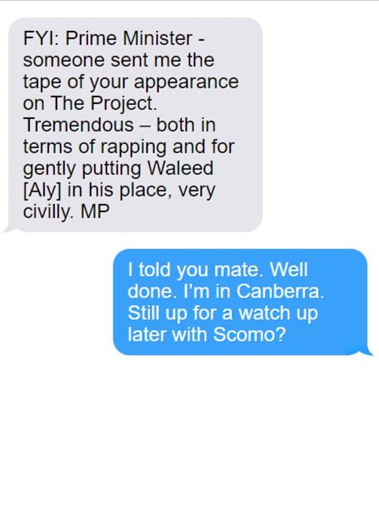 Mr Pezzullo praised former Prime Minister Scott Morrison for putting Aly ‘in his place’ in a text message to Scott Briggs.