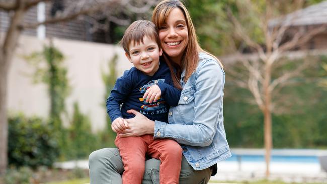 Lisa Pannunzio and partner Chad Gencheff want to send their son James, 2, to a private school. Picture Matt Turner.