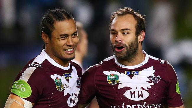 Manly's Brett Stewart and Steve Matai are headed toward retirement. Pic Brett Costello