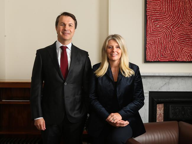 SYDNEY, AUSTRALIA - NewsWire Photos: DECEMBER 14 2021- Rob Luciano, Executive Chairman and head of fund manager at VGI Partners in Sydney and CEO of Future Generation Caroline Gurney pose for a photo in Sydney. Picture: NCA Newswire / Gaye Gerard