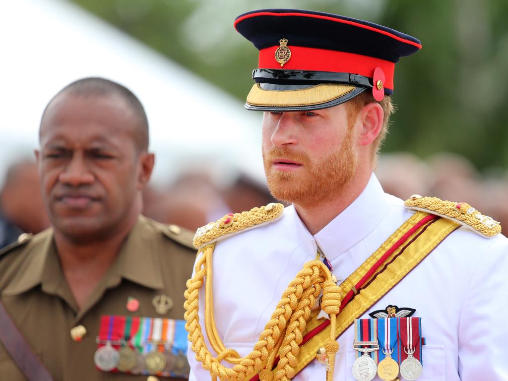 The Duke of Sussex Prince Harry visits the National War Memorial in Suva on day two of the tour of Fiji. Picture: Nathan Edwards.