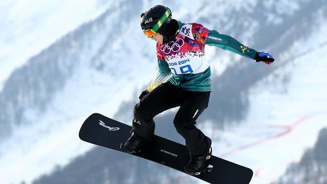 SOCHI, RUSSIA - FEBRUARY 16:  Belle Brockhoff of Australia competes during the Ladies' Snowboard Cross Seeding on day nine of the Sochi 2014 Winter Olympics at Rosa Khutor Extreme Park on February 16, 2014 in Sochi, Russia.  (Photo by Cameron Spencer/Getty Images)