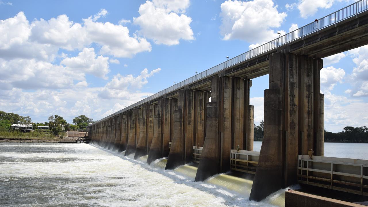 The Fitzroy River barrage on February 4, 2020 with the gates open.