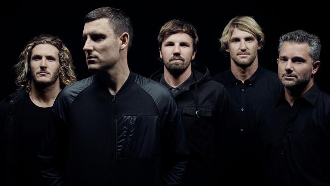 Parkway Drive's Ben Gordon, Winston McCall, Luke Kilpatrick, Jia O'Connor and Jeff Ling. Picture: Kane Hibberd