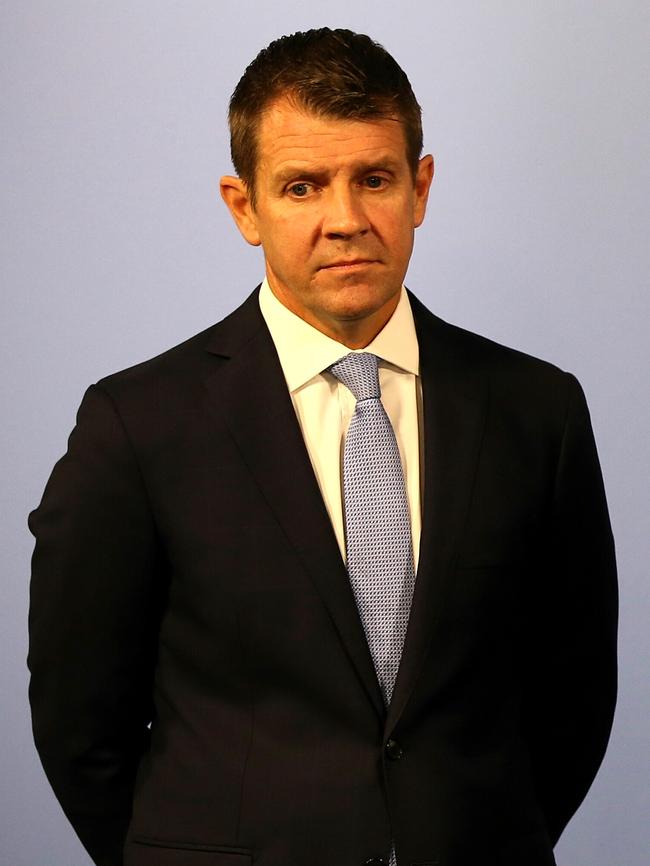 Premier Mike Baird today outlined the last year for the greyhound industry in NSW. Picture: Stephen Cooper