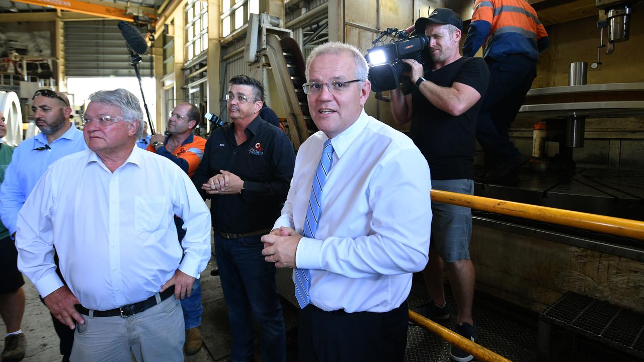 Prime Minister Scott Morrison and Nationals member for Flynn Ken O'Dowd during a visit to Gladstone.