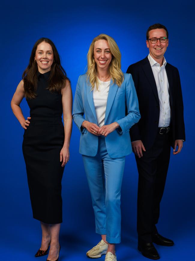 Monica Tudehope (left), Georgia Ryburn and James Wallace. Picture: Justin Lloyd