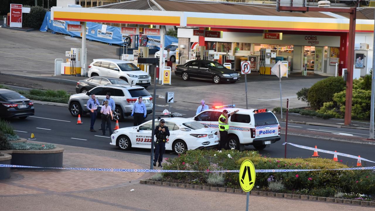 The crime scene at Grand Central Toowoomba after a 75-year-old was critically injured during an alleged robbery on February 6, 2023. Picture: Peta McEachern