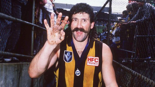 Robert DiPierdomenico of Hawthorn and his famous moustache.