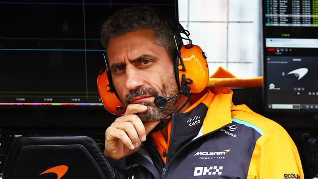 Andrea Stella wasn’t copping Verstappen’s defence. Photo: Mark Thompson/Getty Images/AFP.