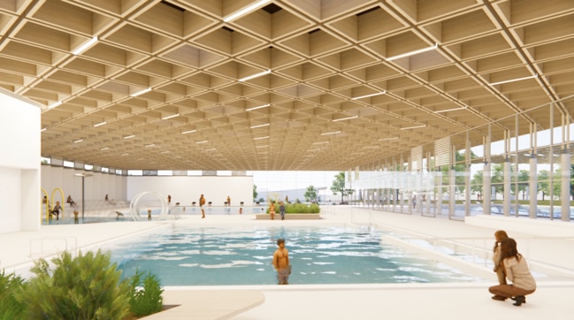 Artist visualisations of the $24m upgrade to the Payneham Memorial Swimming Centre. Pictures: DWP Australia Pty Ltd