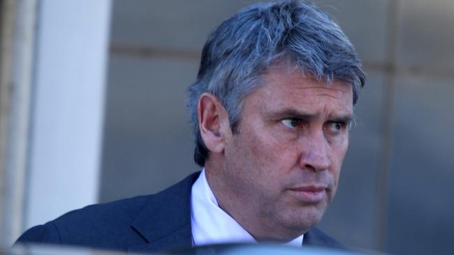 David Gyngell leaves James Packer’s unit block the day after the fight.