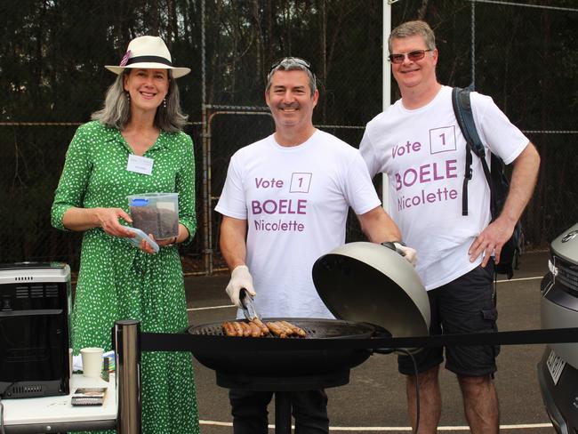 Independent candidate for Bradfield Nicolette Boele with Brett Farmer and Tim Buckley.