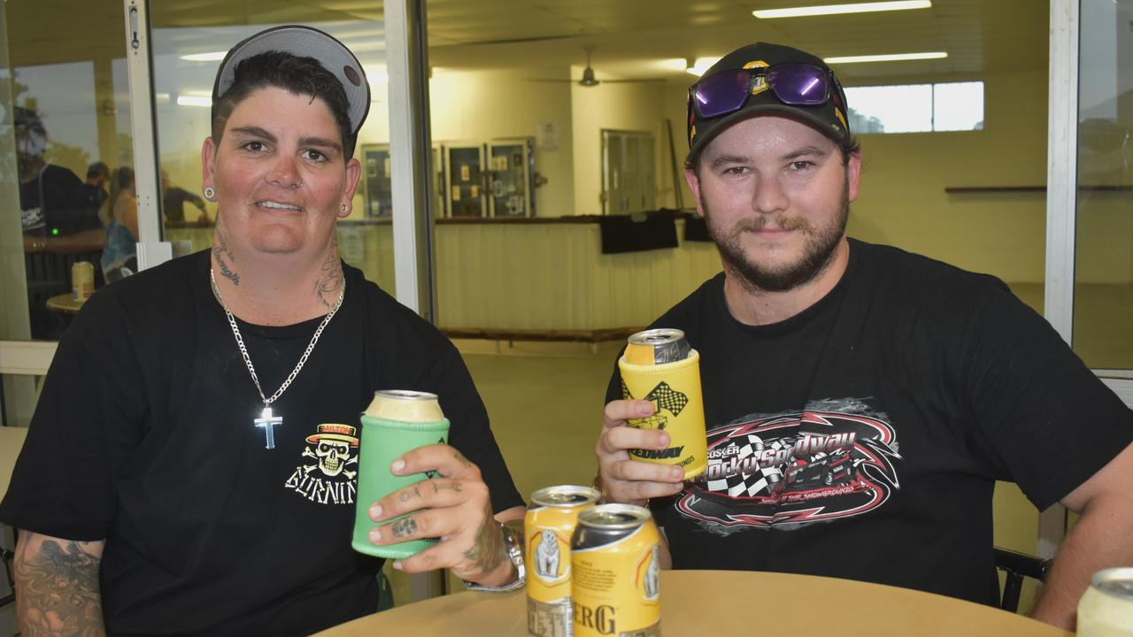 <p>Skye Saunders and Kodie Hoffman at the McCosker Rocky Speedway's Modified Sedans Cattle Cup at the Rockhampton Showgrounds on February 24, 2024.</p>