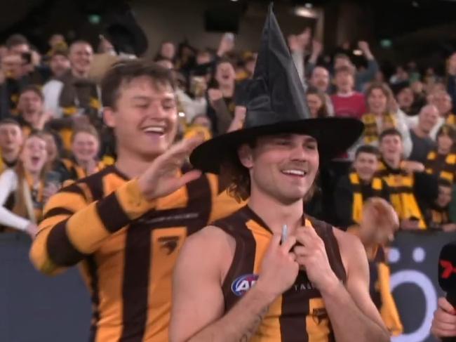 Jack Ginnivan celebrates with the 'Wizard'.