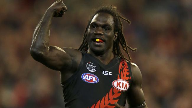 Anthony McDonald-Tipungwuti celebrates a goal for the Bombers. Picture: Getty Images