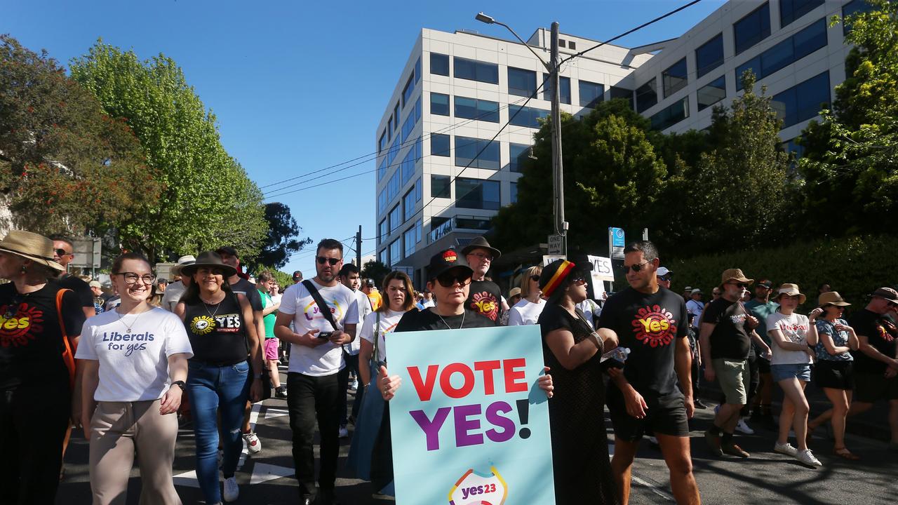 A large crowd marches during a 'Walk For YES' event. Picture: Getty Images